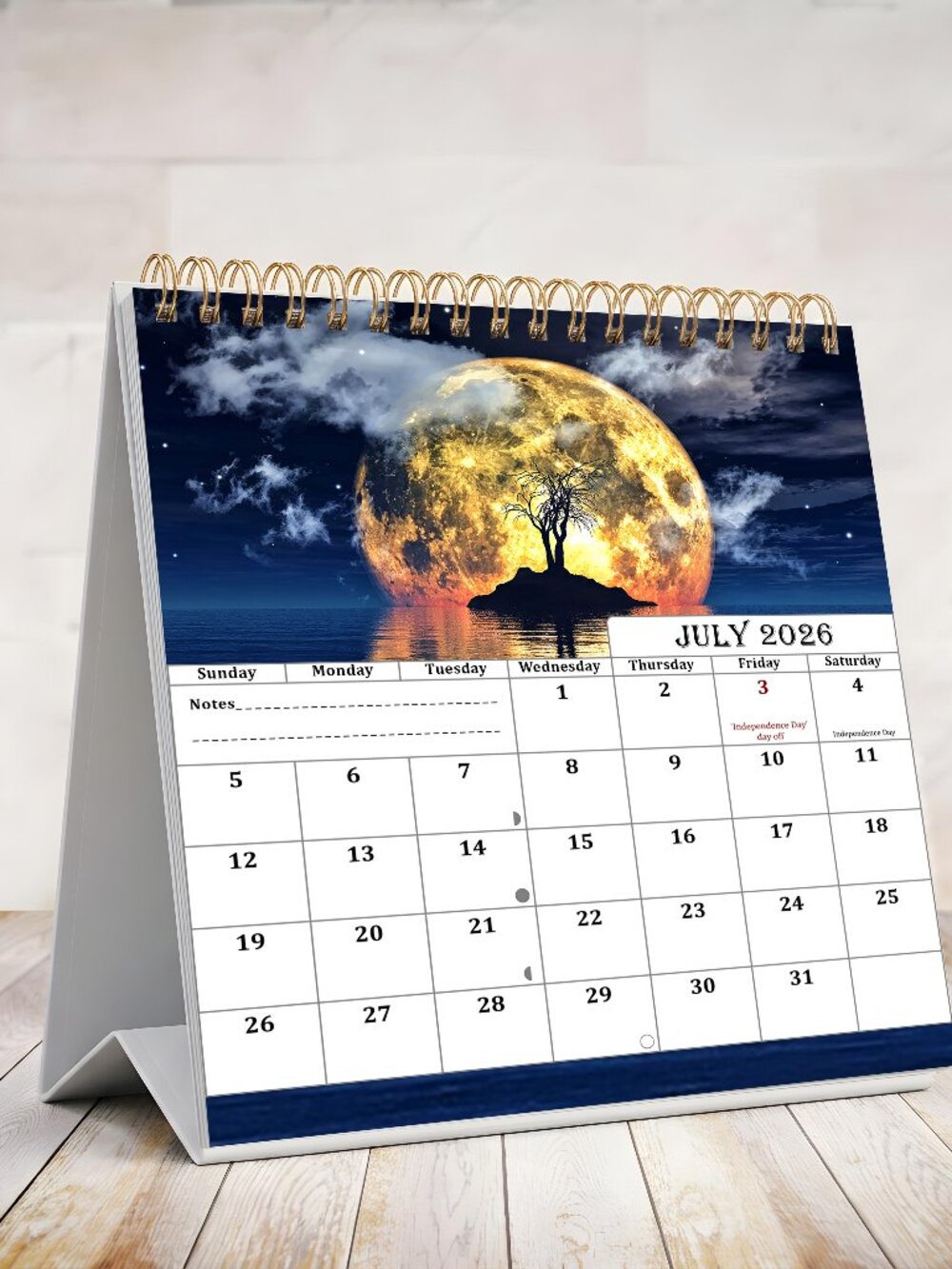 2026-2027 18 Months Standing Flip Desk Calendar Desktop Planner (Lunar)